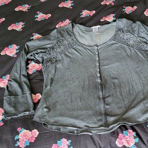 Women's K. Jordan long sleeve shirt w/ embroidery & thumb holes NEW! 2X gray